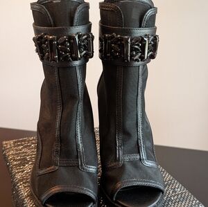 Karl Lagerfeld Black Women's Peep Toe Booties